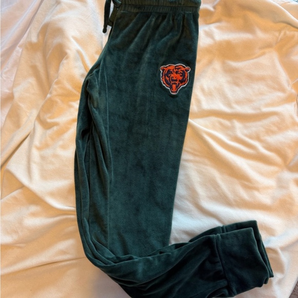 Green Velour Chicago Bears Joggers